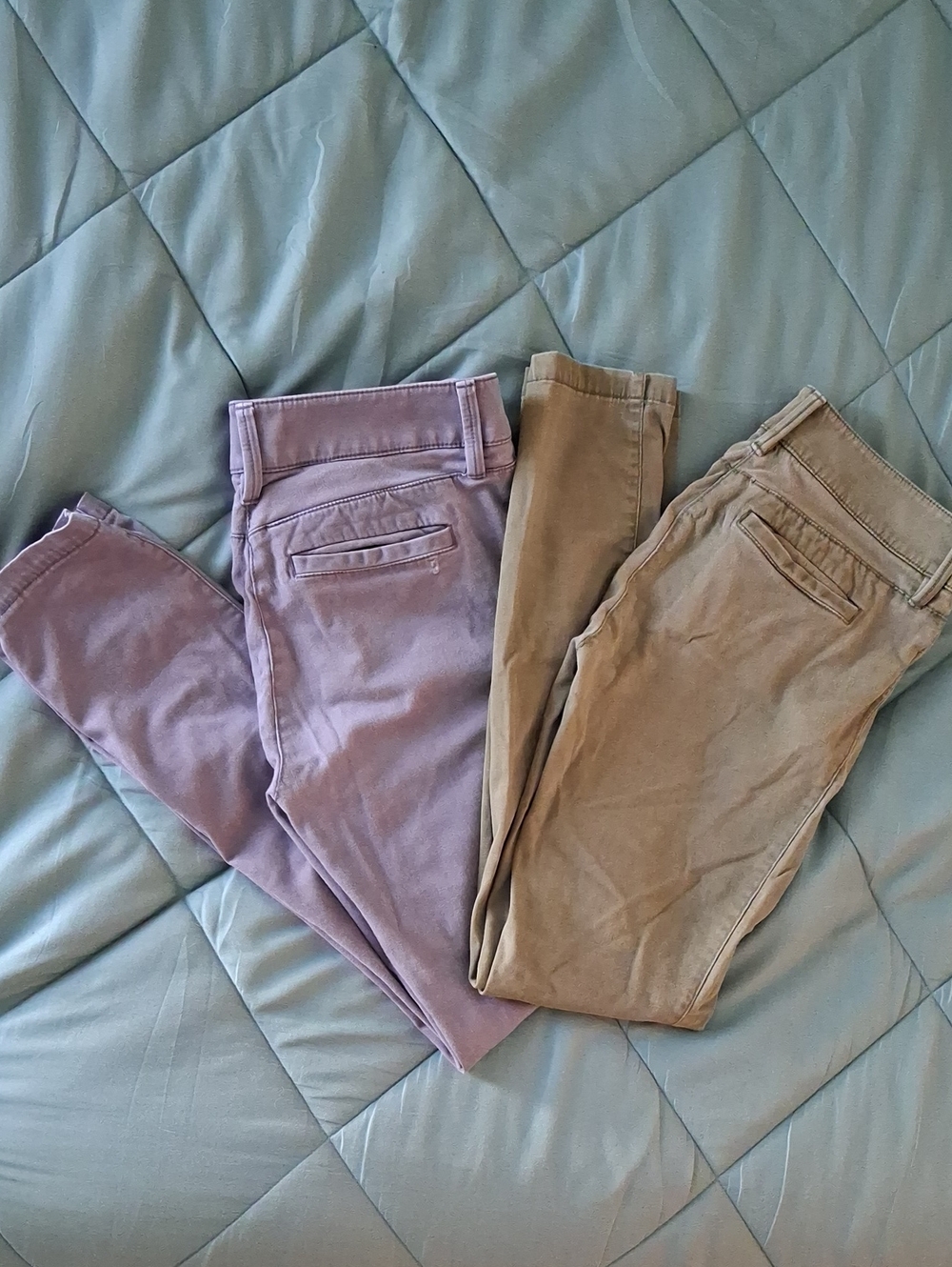 LOFT 2 Pair Women's Olive & Gray Cotton Twill Stretch Casual Skinny Pants 4T